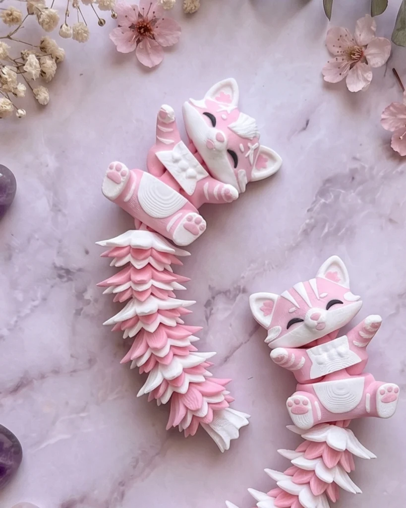 fluffy llaveros con forma de gatito flexi impresion 3d