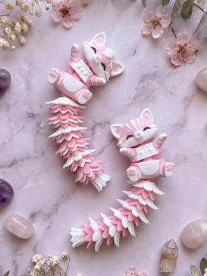 fluffy llavero gato flexi impresion 3d