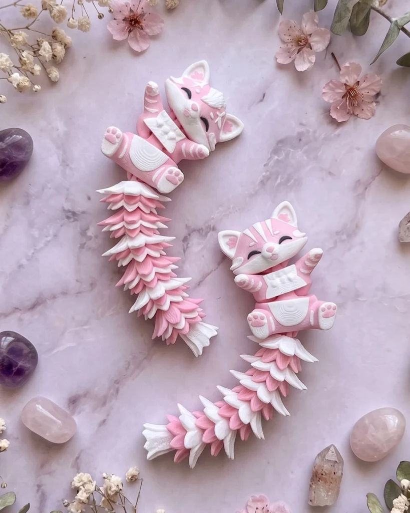 fluffy llaveros con forma de gatito flexi impresion 3d