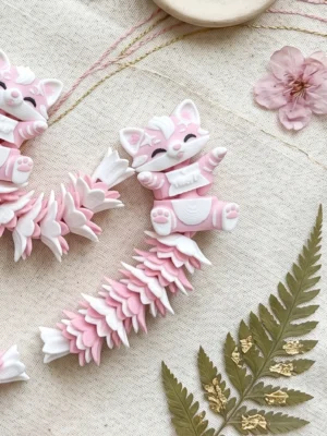 fluffy llaveros con forma de gatito flexi impresion 3d