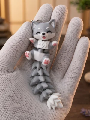 fluffyLoboGris_1 lobo lobito flexible llavero impresion 3d