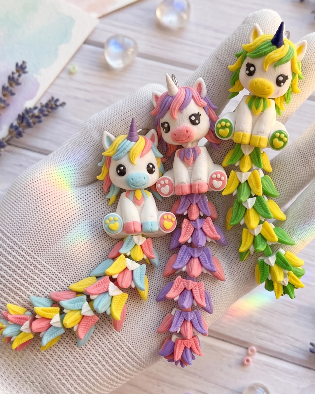 llavero unicornio colita flexible