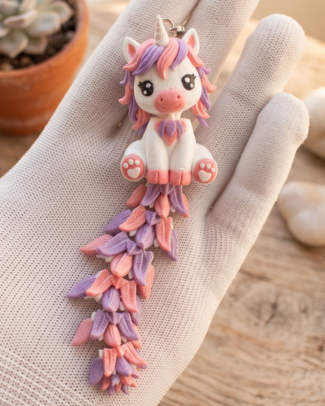 llavero unicornio colita flexible