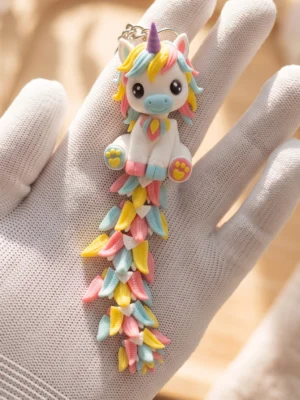 llaveros con forma de unicornio colita flexible impresi&oacute;n 3d