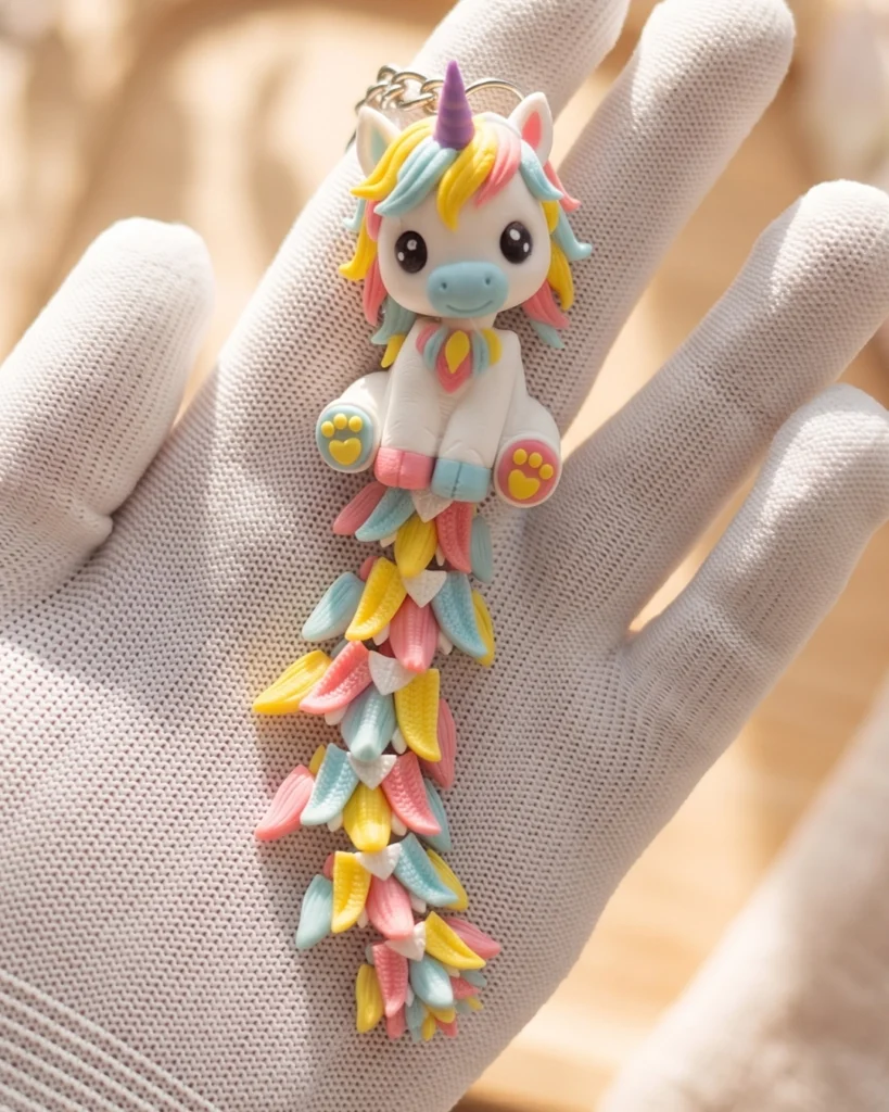 llaveros con forma de unicornio colita flexible impresi&oacute;n 3d