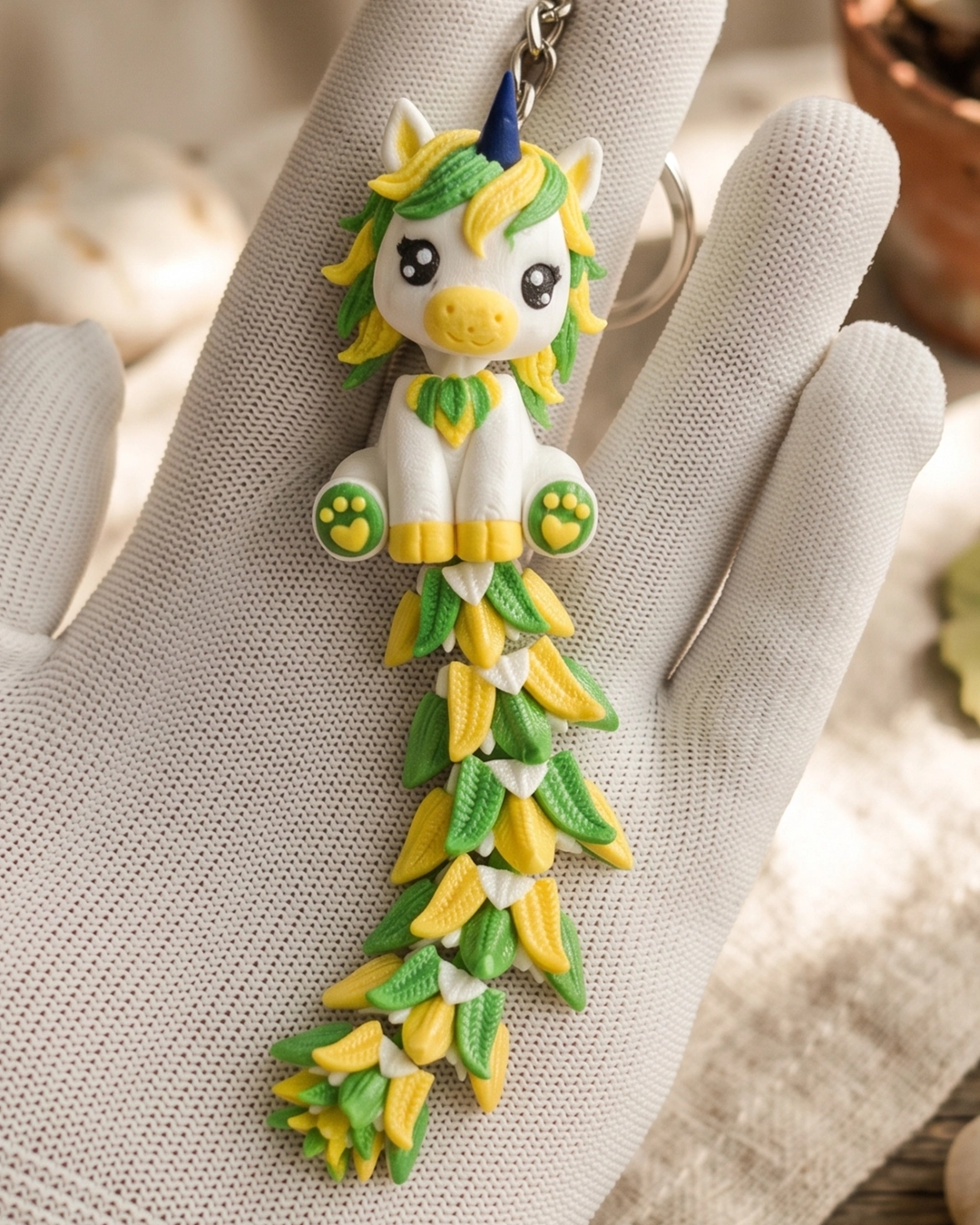 llavero unicornio colita flexible