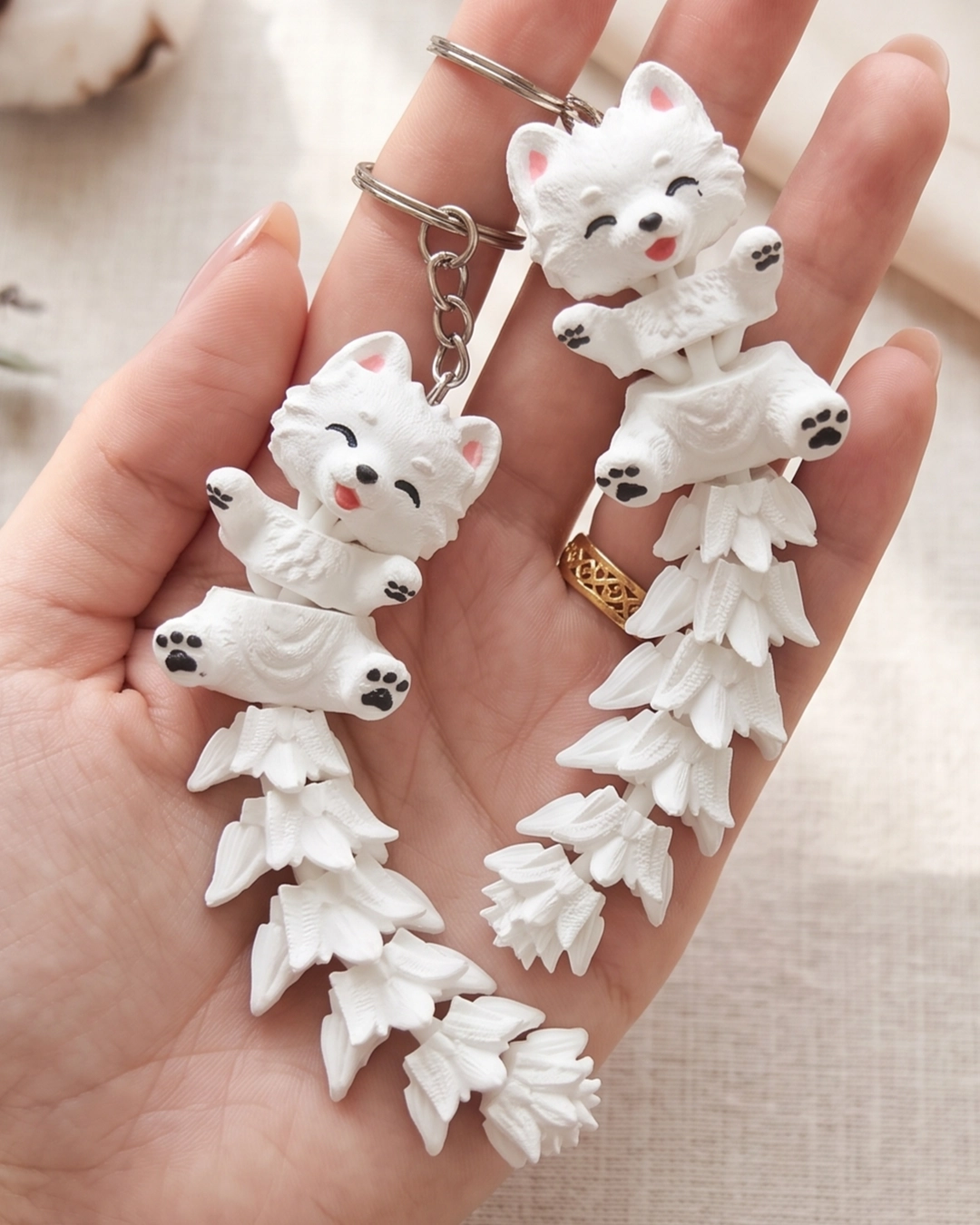 llavero perro samoyedo husky siberiano flexi flexible impresion 3d